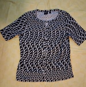 Raefella Black and White Short Sleeve Top Size Large